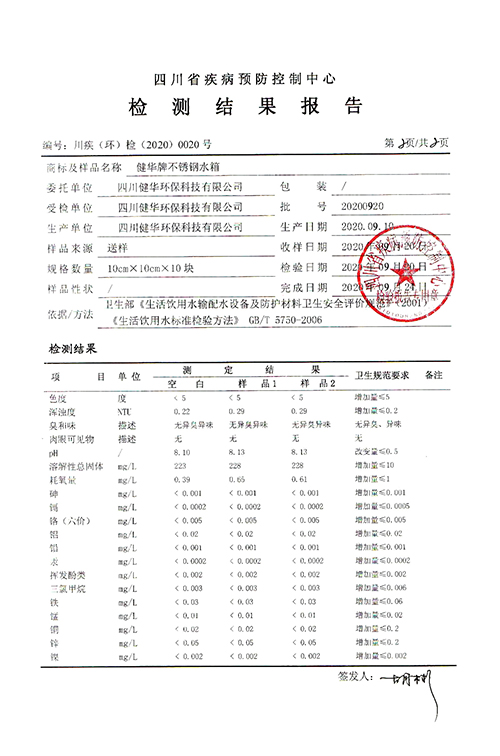 不锈钢水箱报告